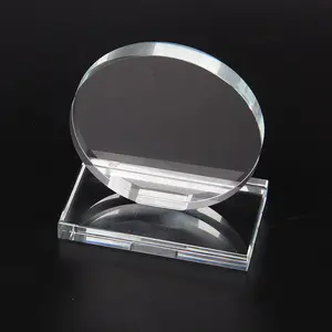 Plaque Factory Wholesale Crystal Glass Round Award Plaque For Souvenir Sports