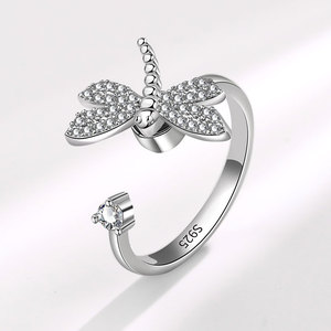 Anillo Antiestrés de Libélula con Micro Pavé de Circones, Bañado en Oro, Ecológico, de Cobre, Diseño Abierto para Mujer, Ideal para Fiestas y Eventos - ¡Venta Caliente! - Product Image 6