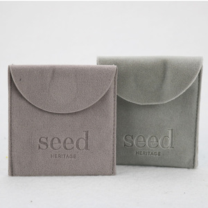 China Factory Luxury Velvet Jewelry Display PackagingPouch Bag Custom logo Microfiber Suede Jewelry Packaging Pouch with Flap - Product Image 5