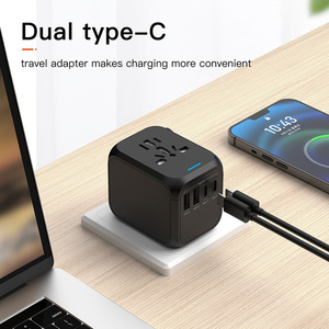 Çok fonksiyonlu seyahat adaptörü 18W USB 2 ve C tipi AC DC uzatma fişi ve soket mobil seyahat şarj cihazı - Product Image 5