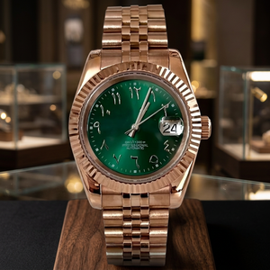Dayjust Or Rose Vert Jubilé Acier Inoxydable Cuir Plongeur Résistant à l'Eau 50 Bar Mouvement SEIKO Cristal Analogique Sport Charme - Product Image 2