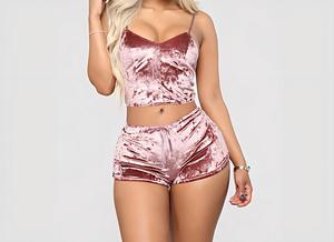 Groothandel Zomer Dames Sexy V-hals Camisole Shorts Nachtkleding voor Slank Ademend Spandex Tweedelig Set Pyjama's - Product Image 3