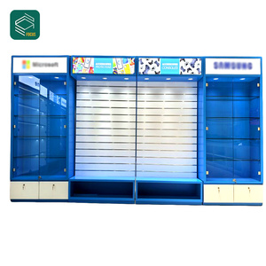 Cao cấp kính hiển thị giới thiệu tùy chỉnh bằng gỗ trường hợp điện thoại hiển thị đứng điện thoại di động hiển thị kệ - Product Image 1