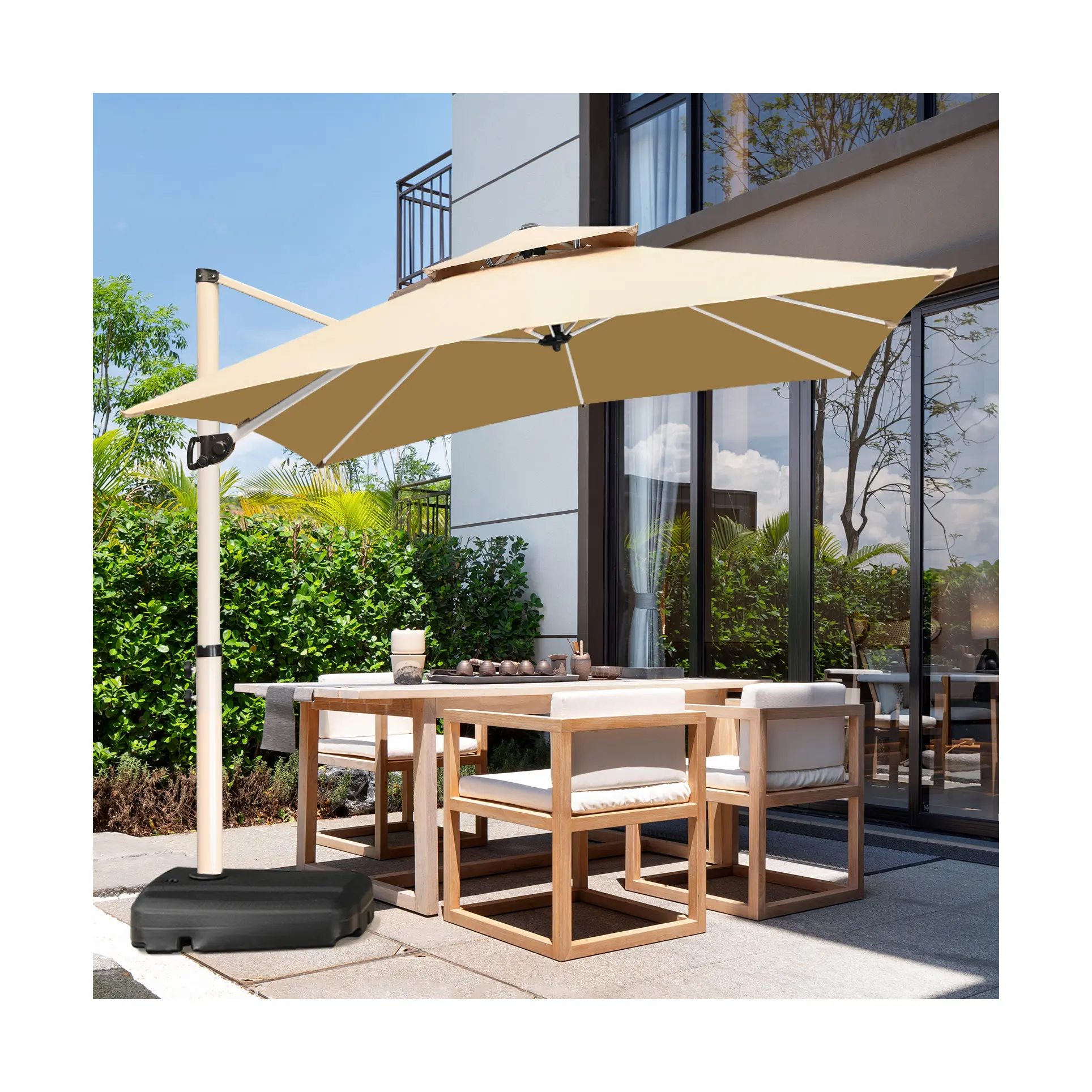 Low price factory direct selling outdoor furniture restaurant umbrella outdoor parasol solar light patio umbrella