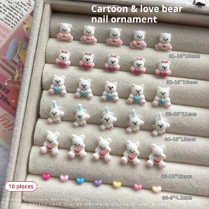 Heart <b>Bear</b> Cartoon Nail Decorations 3D Stacking <b>Cute</b> Resin Nail Accessories Hot Trending - Product Image 2