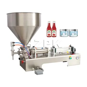 HZPK 1l Horizontal Semi Auto Manuel Bouteille Crème Confiture Savon Liquide Machine De Remplissage Pour Crème Et Gel Pâte Shampooing