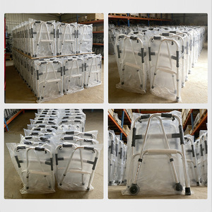 Hanbang Jiaye <b>Walker</b> Aluminum Alloy Four Legged With Wheels For <b>Elderly</b> Rehabilitation Training - Product Image 1