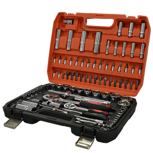 طقم أدوات متعددة الوظائف من RYNEX مع مقبض سقاطة ومجموعة مفاتيح ربط 94 قطعة لإصلاح السيارات - Product Image 1