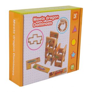 28 pièces de jouets éducatifs en bois colorés avec un design d'animaux mignons, jeu de dominos pour enfants, blocs de dessins animés - Product Image 5