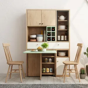 北欧风格木板多功能厨柜组合家具餐桌