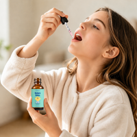 Gouttes liquides de soutien digestif pour enfants, mélange d'herbes détoxifiantes naturelles, saveur framboise, complément alimentaire digestif pour enfants, marque privée OEM