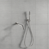 Robinet de douche mural apparent en laiton à double poignée avec jet de pluie et cartouche céramique pour baignoire
