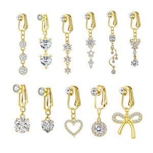 Gioiello <span class=keywords><strong>ombelico</strong></span> anello orecchino zircone <span class=keywords><strong>farfalla</strong></span> a forma di cuore Non penetrante finto <span class=keywords><strong>ombelico</strong></span> <span class=keywords><strong>Piercing</strong></span> finto ventre forcing Clip su - Product Image 1