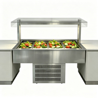 Bar à salades réfrigéré encastrable à 4 bacs pour buffet de restaurant commercial