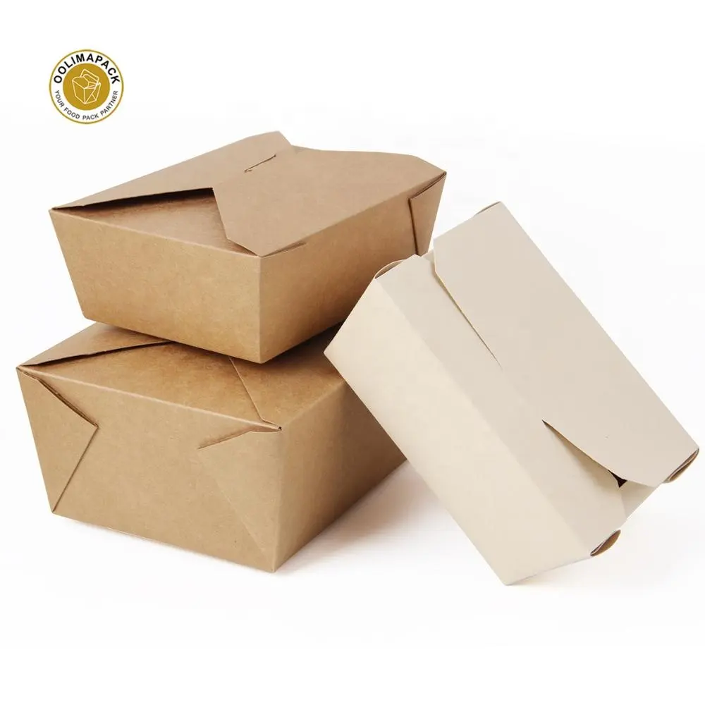 Caixa do pacote de papel kraft food grade recipiente biodegradável para salada de frutas e sushi hot