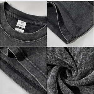 Washed Distressed Crew <b>Neck</b> Short Sleeve T-Shirt Solid Color Pure Cotton Women's Leisure Wear - Product Image 5