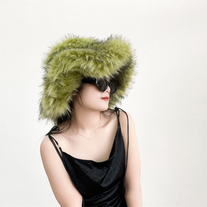 Sang Trọng Fluffy Phụ Nữ Giả Lông Xô Mũ Quá Khổ 17Cm Rộng vành Dày Ngoài Trời Ấm Áp Sang Trọng Punk Cap Trượt Tuyết Đảng Du Lịch <span class=keywords><strong>Hat</strong></span> - Product Image 4