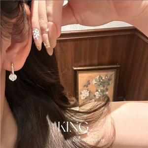 King <b>Silver</b> Jewelry Moissanite <b>Huggie</b> Earrings S925 Sterling <b>Silver</b> Round Claw Setting Everyday Wear - Product Image 4