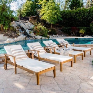 Vente chaude Teck Bois Resort Hôtel Jardin Daybed Piscine Loisirs de plein air Inclinable <span class=keywords><strong>Plage</strong></span> Chaise Longue <span class=keywords><strong>avec</strong></span> <span class=keywords><strong>roue</strong></span> - Product Image 3