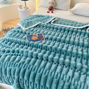 Rắn Fluffy Faux Thỏ lông chồn chăn mềm len flannel lông cừu chăn ném cho giường đôi mùa đông sofa couch bán buôn - Product Image 4