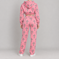 Ensemble de jogging pour femme avec étiquette privée OEM, imprimé dessin animé, sweat-shirt en molleton de coton, survêtement décontracté, usine de vêtements personnalisés