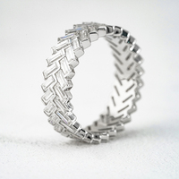 Bague en argent S925 avec pierre de moissanite blanche DEF Starsgem, alliance de mariage en moissanite, bague en argent