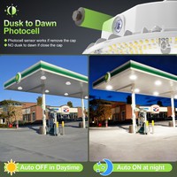 Lámpara LED Redonda para Techo, 100W/80W/60W, CCT Ajustable 4.5/5/5.7K, 100-277VAC, para Gasolineras y Almacenes, IP65, Fotocélula, Certificación ETL/DLC