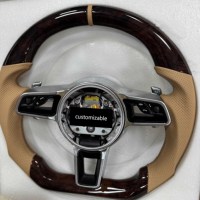 Volante de coche de madera de melocotón Beige personalizado adecuado para Porsche 958 970 971 Panamera Cayenne modelo antiguo a nuevo modelo Volant
