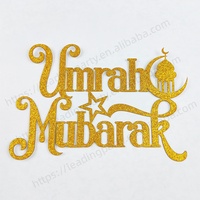 Umrah Mubarak or et noir latex et feuille ballons ensemble gâteau Cupcake Topper Umrah Mubarak décorations ensemble