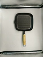 Poêle à frire professionnelle en fer forgé et fonte, à fond plat, compatible gaz et induction, pour steak, œufs frits et petit-déjeuner, à rayures