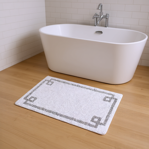 Alfombra de Baño de Algodón con Diseño Geométrico Rectangular de 24x40, Estilo Clásico - Product Image 2