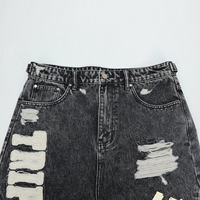 Shorts en jean cargo pour hommes, style streetwear, avec logo brodé personnalisé et bords coupés, pour l'été