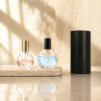 Emballage de luxe personnalisé, flacon de parfum rond en verre transparent, 30 ml, 50 ml, 100 ml, bouchons à vis, compte-gouttes, gravure disponible