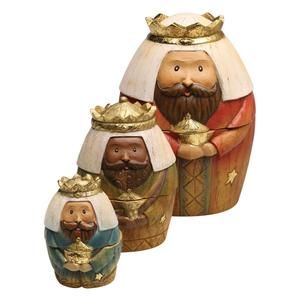 Hermoso Juego de Muñecas de Resina de los Tres Reyes Magos y el Pastor, Muñecas de Navidad Apilables, Juego de 9 - Product Image 2