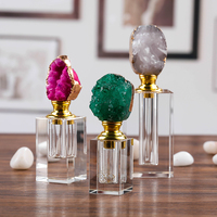 Nouvelle conception 2026 : Bouteille de parfum en cristal pour huile d'Oud avec ornement en pierre d'agate naturelle
