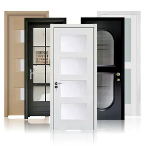 Porta interna de madeira Mdf Smart Prehung porta interna com 6 painéis portas internas brancas