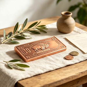 Barre de cuivre de 999e pureté de dix onces, plaquée et gaufrée, motif bison, plaque rectangulaire, pièce d'art antique de collection, pour collection ou cadeau - Product Image 3