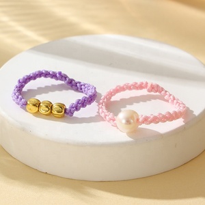 Cuentas talladas <span class=keywords><strong>de</strong></span> acero inoxidable Yiwu Aceon, fabricación personalizada <span class=keywords><strong>de</strong></span> bricolaje, anillo <span class=keywords><strong>de</strong></span> cuerda colorido trenzado <span class=keywords><strong>de</strong></span> perlas frescas - Product Image 3