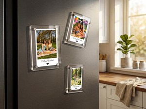 OEM Manufacturer Durable Acrylic Magnetic Photo <b>Frame</b> <b>Frameless</b> Picture Holder with Easy Photo Replacement Design Fridge Magnets - Product Image 4