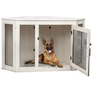 Mesa esquinera, sofá, mesa auxiliar con caja para perros, Perrera de madera para perros, casa para perros con malla para uso en interiores de perros grandes/medianos/pequeños - Product Image 2