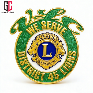 12 Yıllık Fabrika Özel Üretim Metal Emaye Rozetleri Lions Kulübü Rozeti Bölge 45 Lions Hizmet Vermektediriz Rozeti El Sanatları Hediyesi Simli Renkli Rozet - Product Image 5