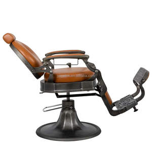 Silla de peluquero profesional <span class=keywords><strong>para</strong></span> hombre, silla de peluquero de cuero marrón con marco Belmont Salon, silla de peluquero <span class=keywords><strong>para</strong></span> barbería - Product Image 1