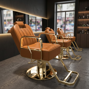 Contemporary Faux Leather Barber Chair Hydraulic Reclining Adjustable Footrest Salon Furniture Commercial Use salon furniture - Product Image 1