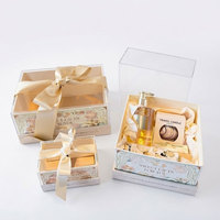 Boîte cadeau de luxe personnalisée avec couvercle transparent et ruban, emballage rigide en papier transparent pour cosmétiques, bougies et cadeaux de demoiselles d'honneur