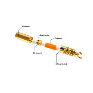 ZhenPing Kalung Liontin Diffuser Minyak Esensial, Perhiasan Wanita Stainless Steel 316L Desain Berongga Silinder Emas Mawar