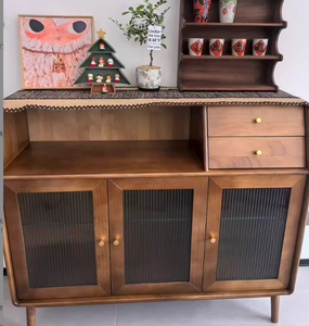 Buffet nordique moderne avec poignées métalliques, rangement multifonctionnel mural intégré, meuble à thé pour salon - Product Image 2