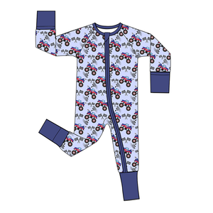 Impresión personalizada de tela de bambú recién <span class=keywords><strong>nacido</strong></span> bebé infantil cremallera ropa Onesie mamelucos bambú viscosa Navidad fruncido niños ropa - Product Image 3