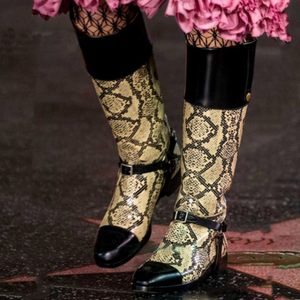 Botas Altas hasta la Rodilla con Parches de Colores para Mujer, Botas Largas con Hebilla Plana y Punta Redonda, Zapatos de Diseñador Cómodos - Product Image 6