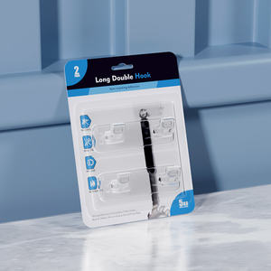 Crochet mural transparent moderne à un seul niveau, sans perçage, auto-adhésif, long crochet double pour le rangement de la cuisine - Product Image 2