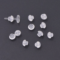 Vente en gros de bouchons d'oreille en silicone transparents écologiques, accessoires d'oreille DIY, embouts d'oreille, composants de bijoux